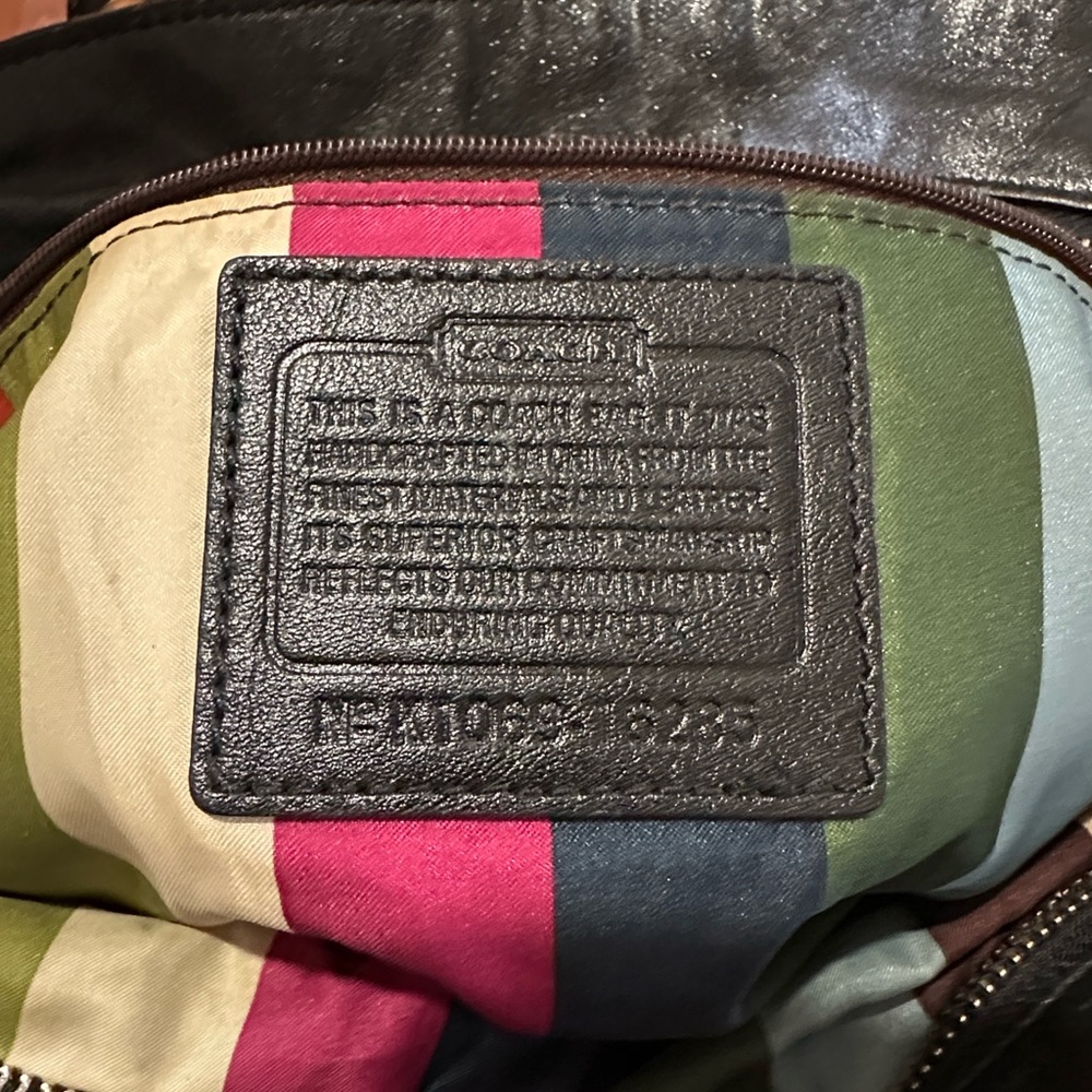 Coach Poppy Legacy Rocker Leather Satchel Stripe Satin Interior - Picture 2 of 11